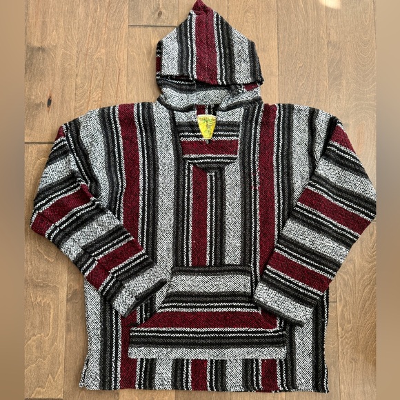 Iguana Jack Baja Mens Hoodie Black Gray Maroon Striped Size XL - Picture 4 of 9